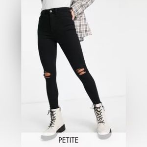 ASOS BRAND Skinny Jeans , Black ripped , PETITE length , UK size 8 , EU size 36